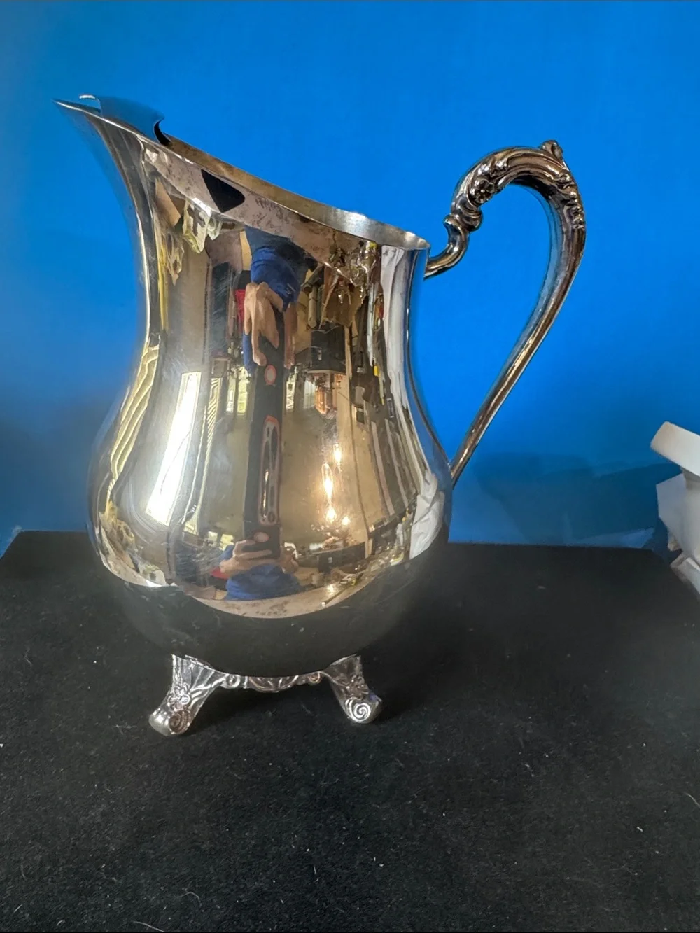 Vintage F. B. Rogers 3707 Silver Plated Footed 9” High Water Pitcher